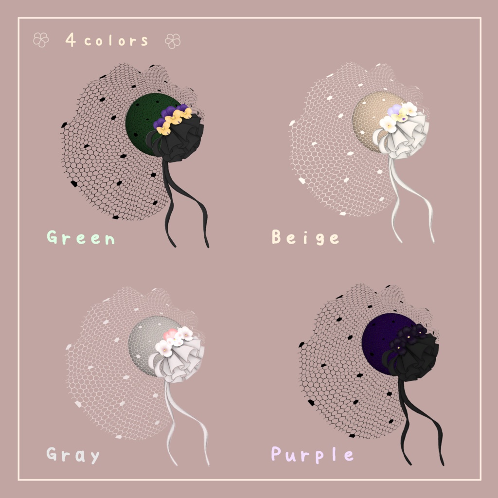 3色すみれのカクテルハット【VRChat想定】