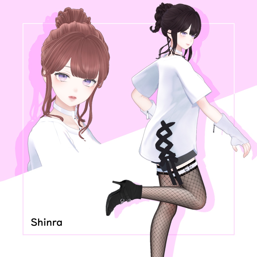 【6アバター対応】Catch My Messy Bun & Braid【VRChat Hair】