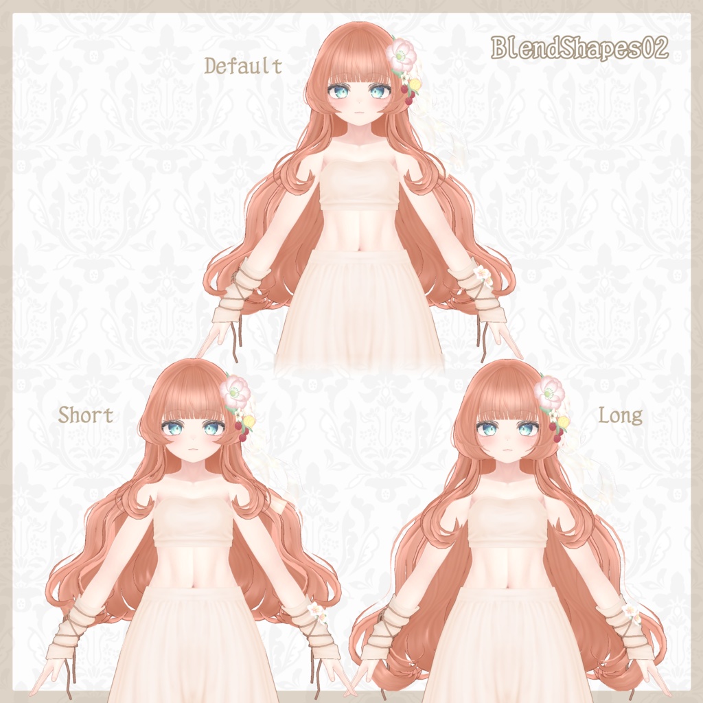 【6アバター対応】姫さまのおぐし【VRChat Hair】