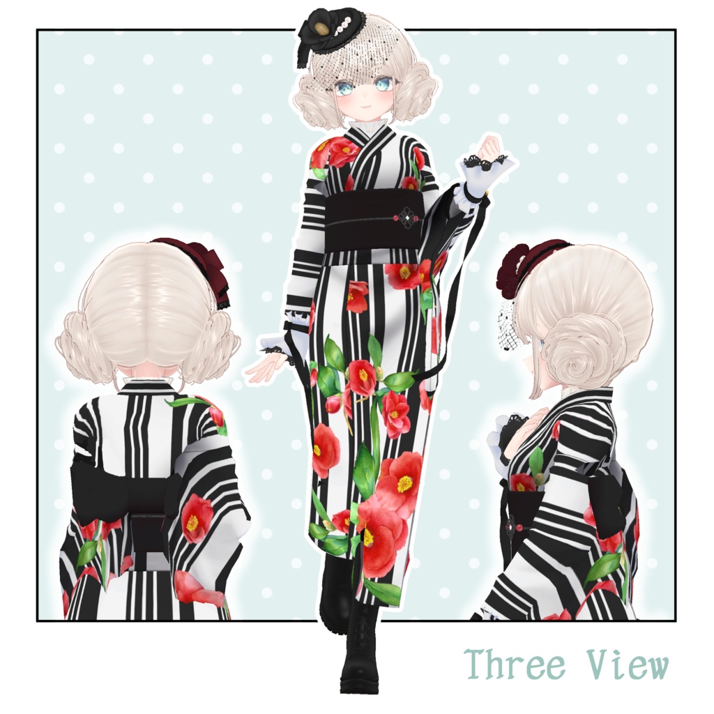 【6アバター対応】ロマンチック・ラヂヲロール【VRChat Hair】