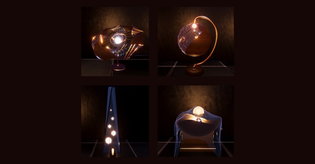 【3Dモデル/VRchat】Sculptural Light 各4種 オブジェ型 照明