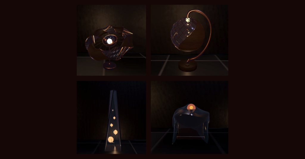 【3Dモデル/VRchat】Sculptural Light 各4種 オブジェ型 照明