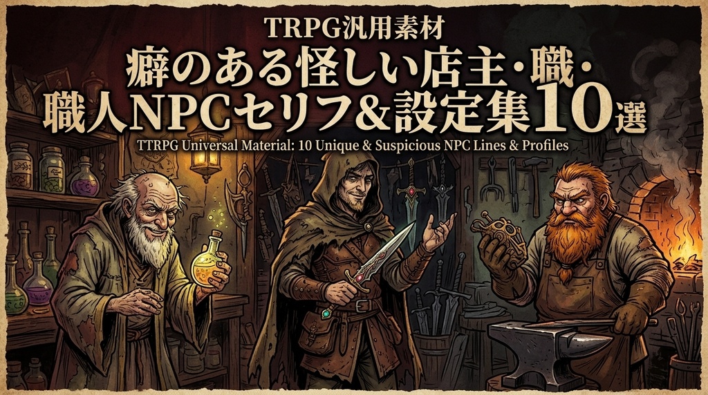 【TRPG汎用素材】癖のある怪しい店主・職人NPCセリフ＆設定集 10選