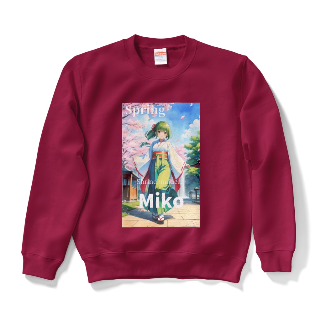 春の神社の巫女様