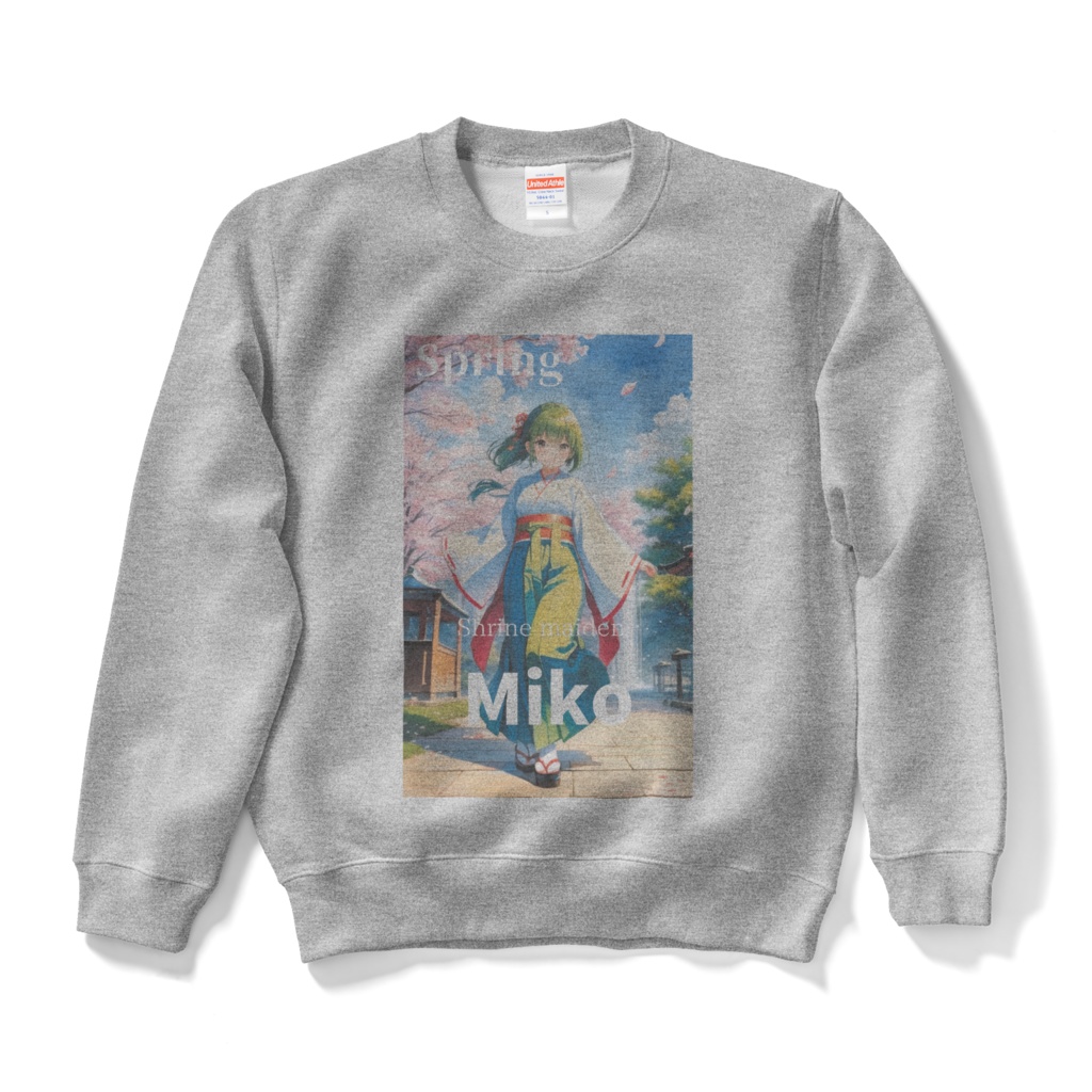 春の神社の巫女様