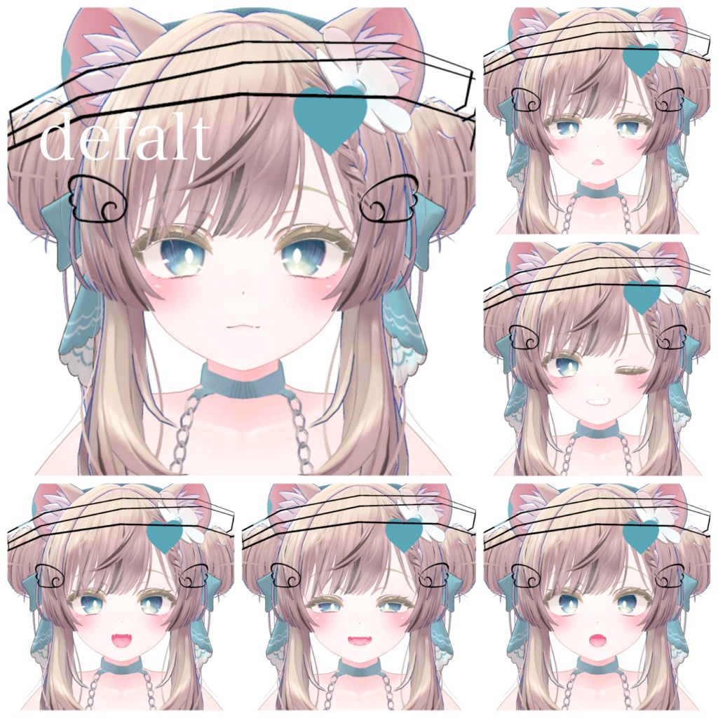 【マヌカ専用】簡単白瞳孔セット(マテリアル+表情15種) Easy set up White Pupil for MANUKA (Face Animation))