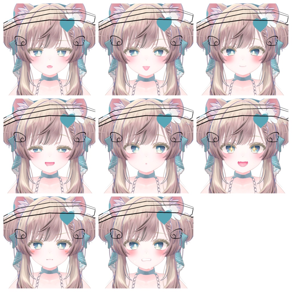 【マヌカ専用】簡単白瞳孔セット(マテリアル+表情15種) Easy set up White Pupil for MANUKA (Face Animation))