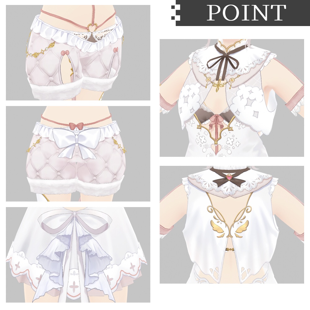 【XWear対応】ファンタジー感強めのランジェリーセット【VRoid用衣装】