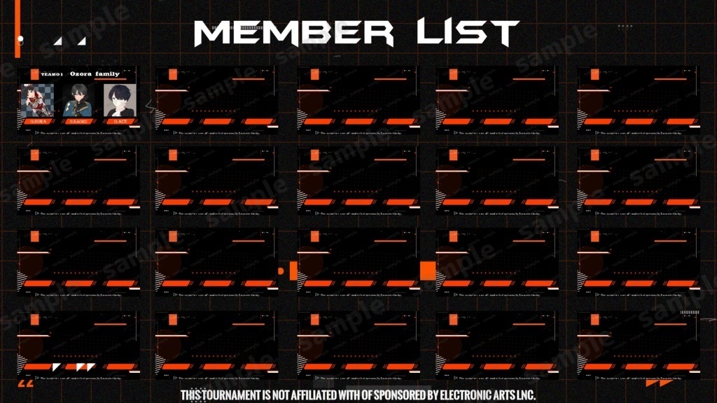 【カスタム/APEX/5色※団体様の購入詳細は商品説明欄にて】チームロースター・メンバーリスト一覧 【配信者/Vtuber/サムネイル】