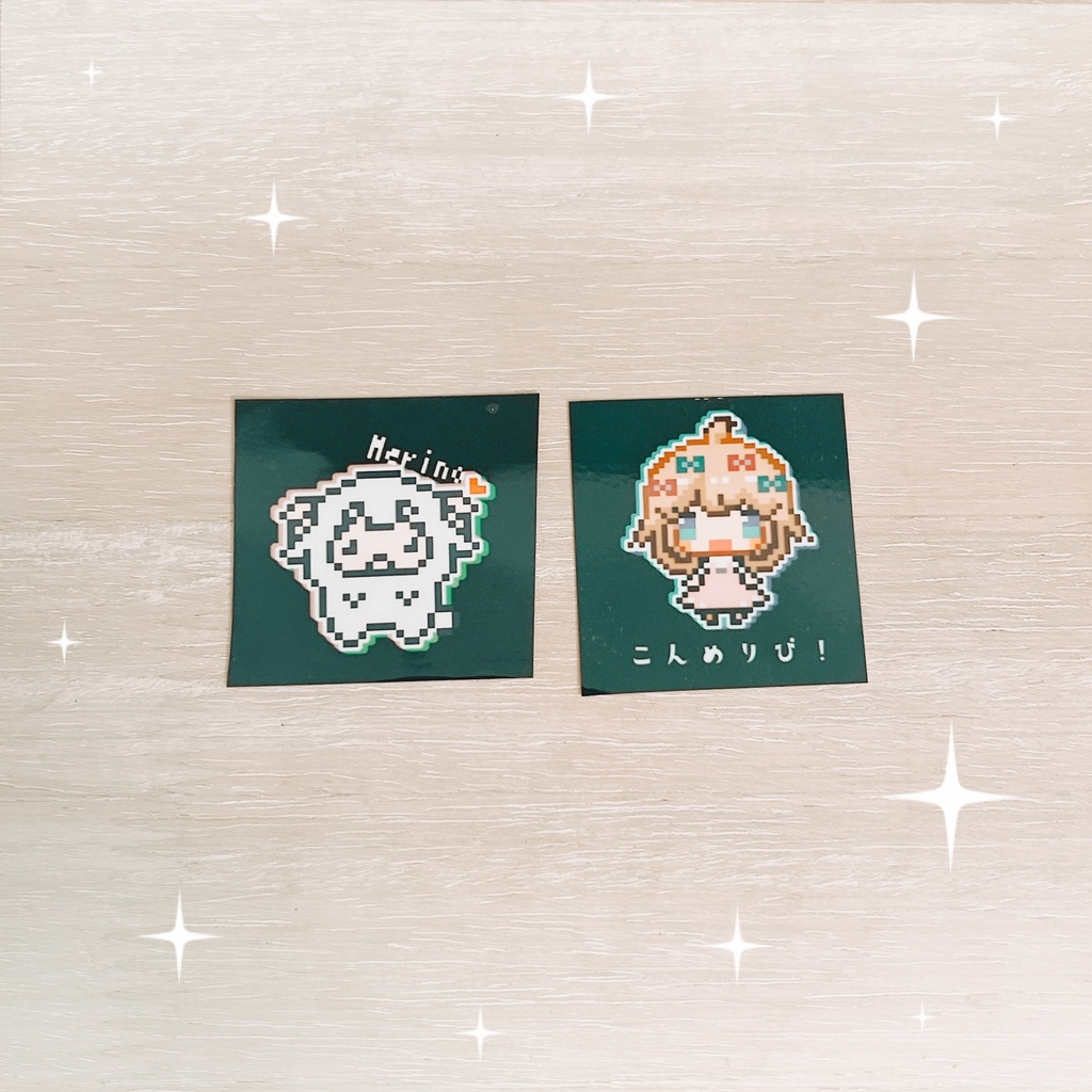 めりの＆若造ちゃん手作りステッカー2枚セット