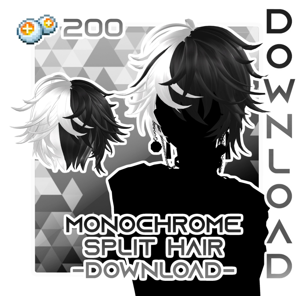 MMD // Monochrome Split Hair