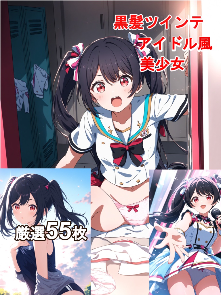 黒髪ツインテールアイドル風美少女パックVol.1