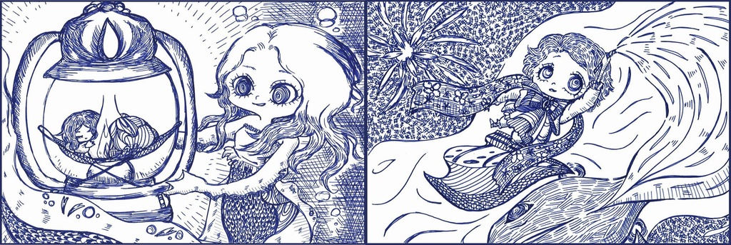 【M】人魚&花火_マグカップ