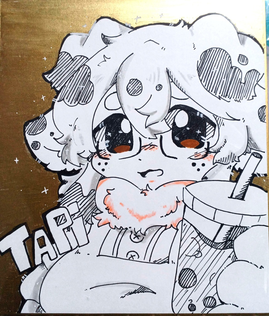 【一点物!】タピちゃん 手描き 色紙