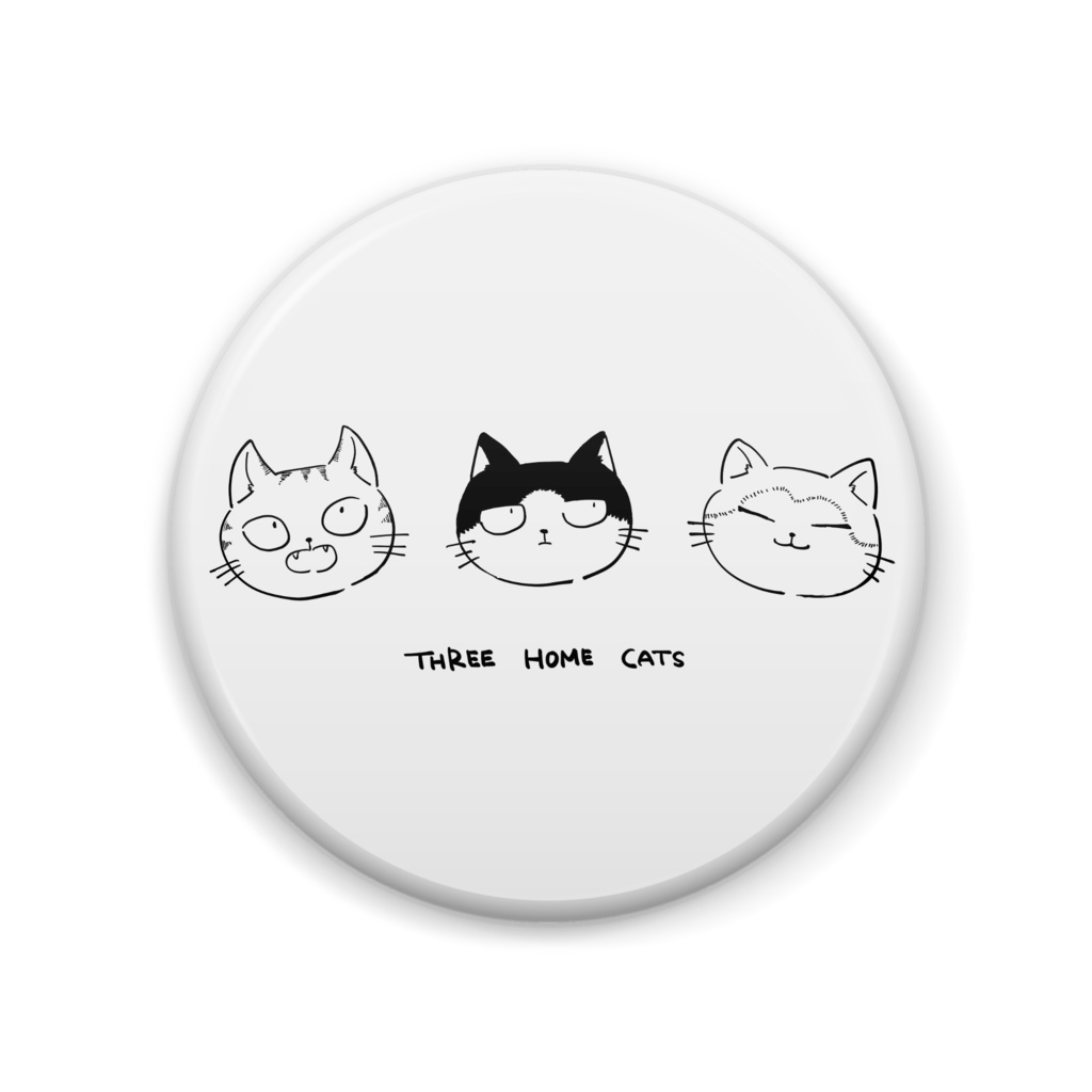 three home cats 缶バッジ