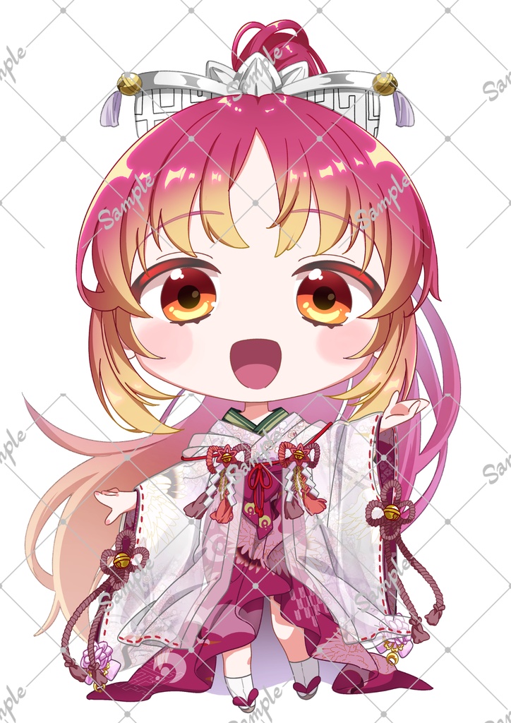 ポニテ鈴乃めじるしチャームセット(クリア&ピンク)