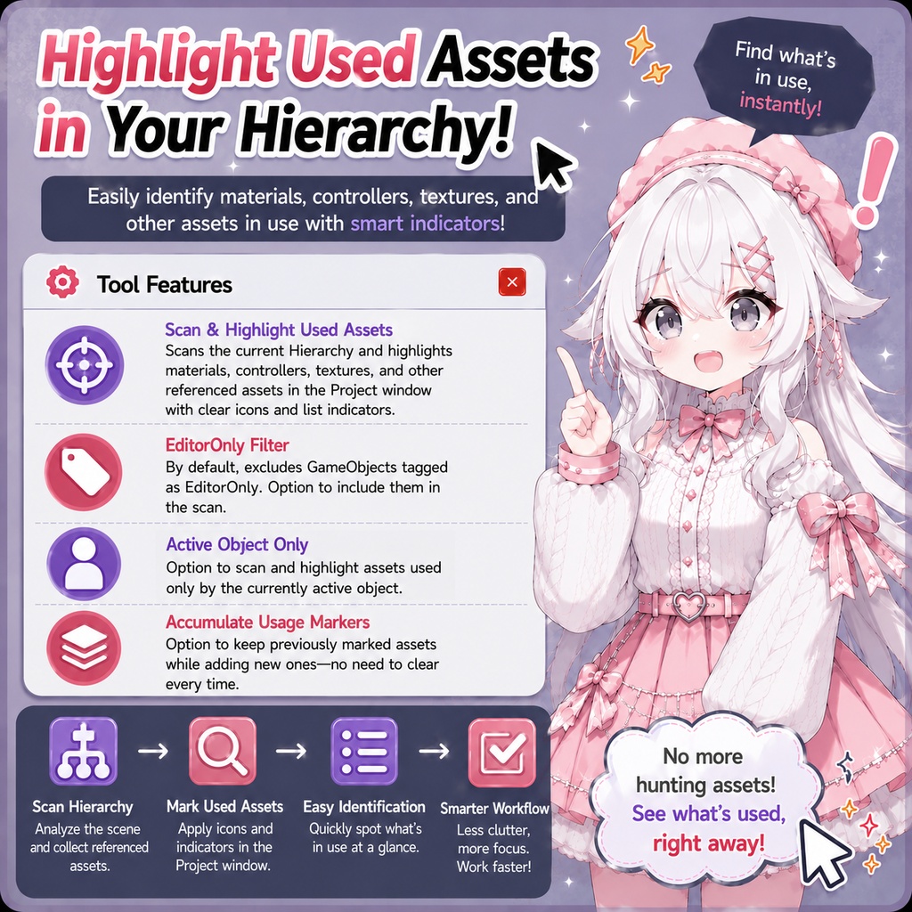 Highlight Used Assets/使用中アセットマーカー