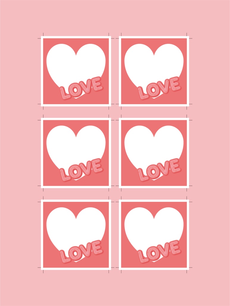 コンビニL判でハートシールが6Pプリントできるやつ(ネップリ用)