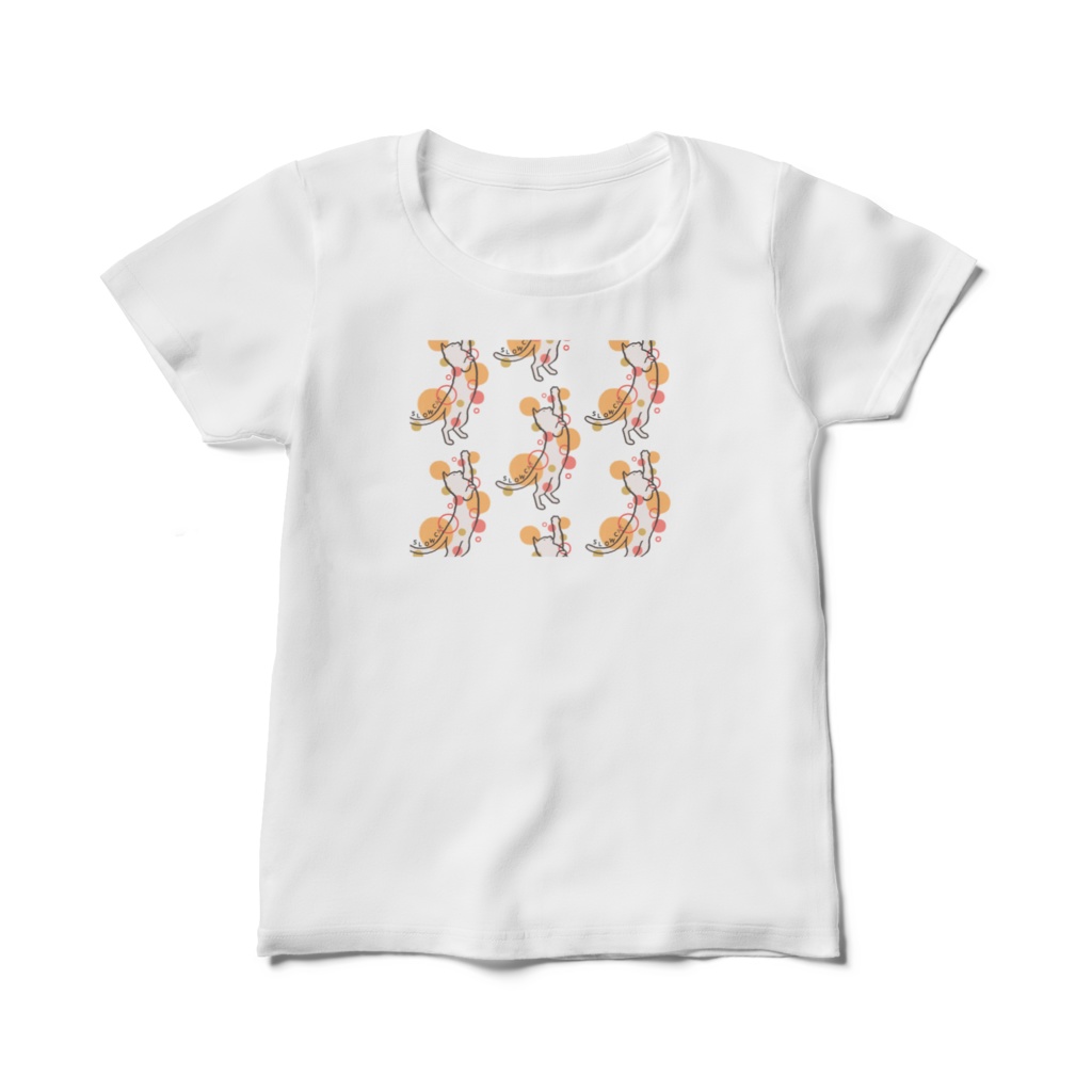 水玉ねこTシャツ