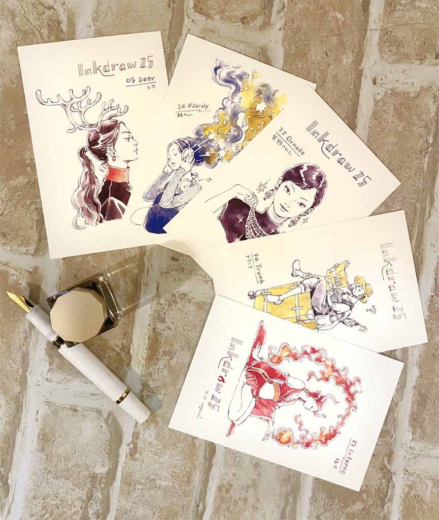 ポストカード インク絵