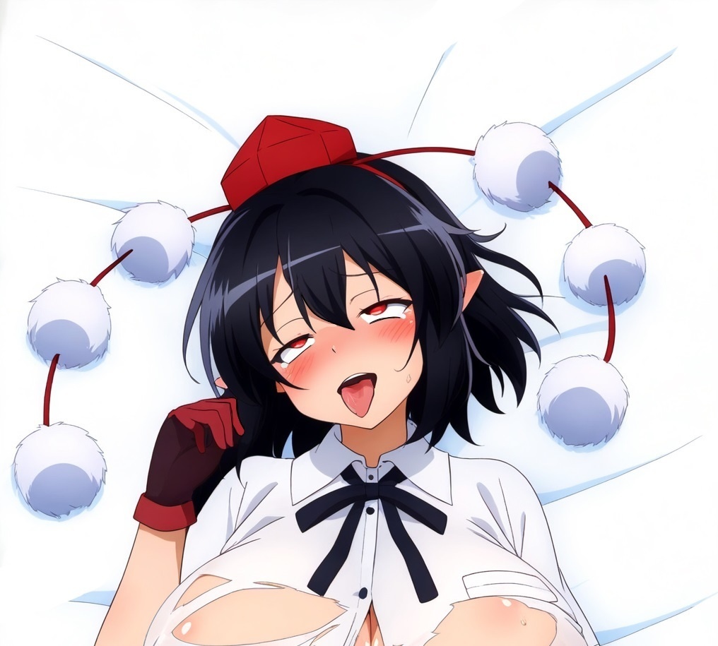 Ahegao Plump Aya Syameimaru clothes get torn Dakimakura sℤ302