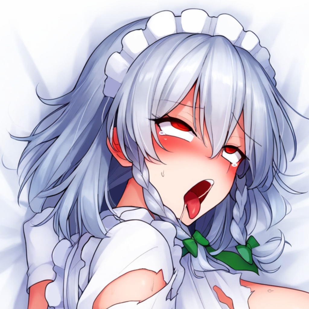 Ahegao Sakuya Izayoi clothes get torn Dakimakura sℤ302