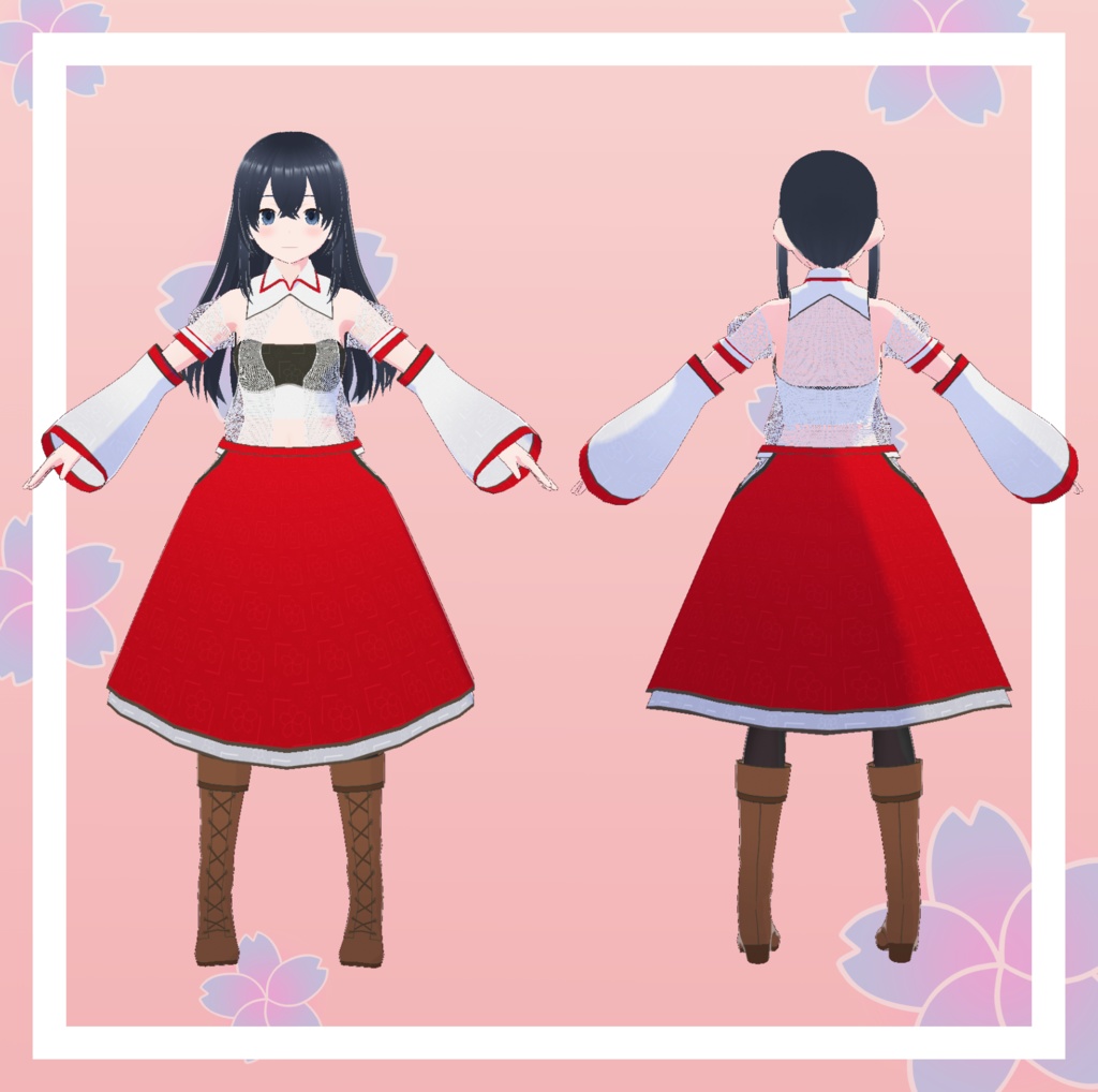 【VRoid Studio1.0対応】巫女ドレス衣装(インポートするだけ)