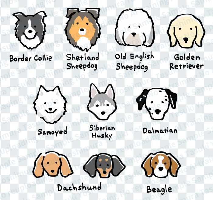 【商用OK】手描き風の犬のイラストセット-1