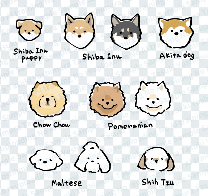 【商用OK】手描き風の犬のイラストセット-4