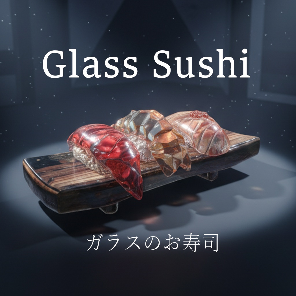 【VRChat向け】ガラスの握り寿司 3Dプロップ【ワールド小物】架空商店