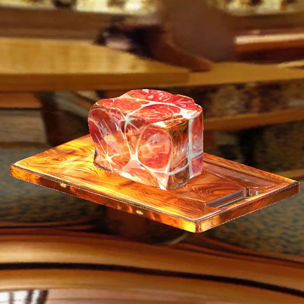 【VRChat向け】ガラスのステーキ 3Dプロップ【ワールド小物】架空商店