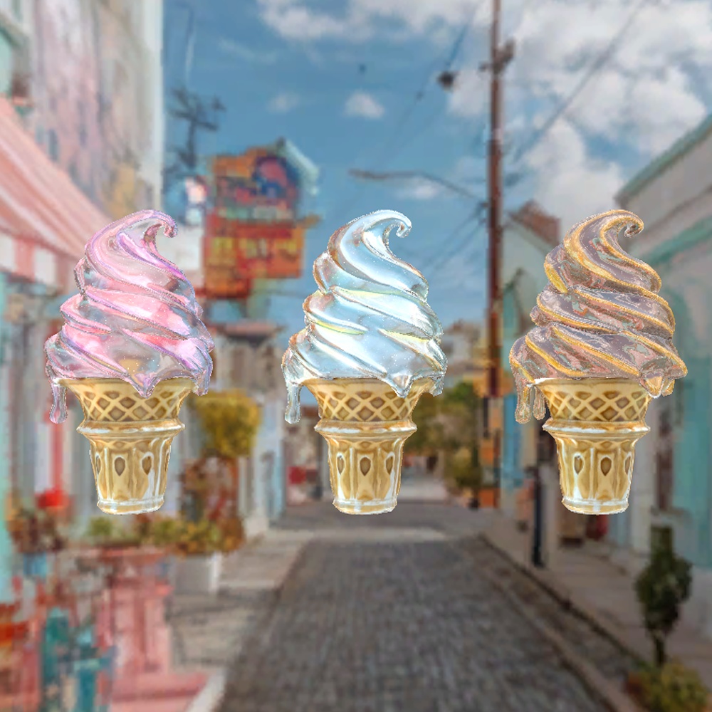 【VRChat向け】ガラスのソフトクリーム 3Dプロップ【ワールド小物】架空商店