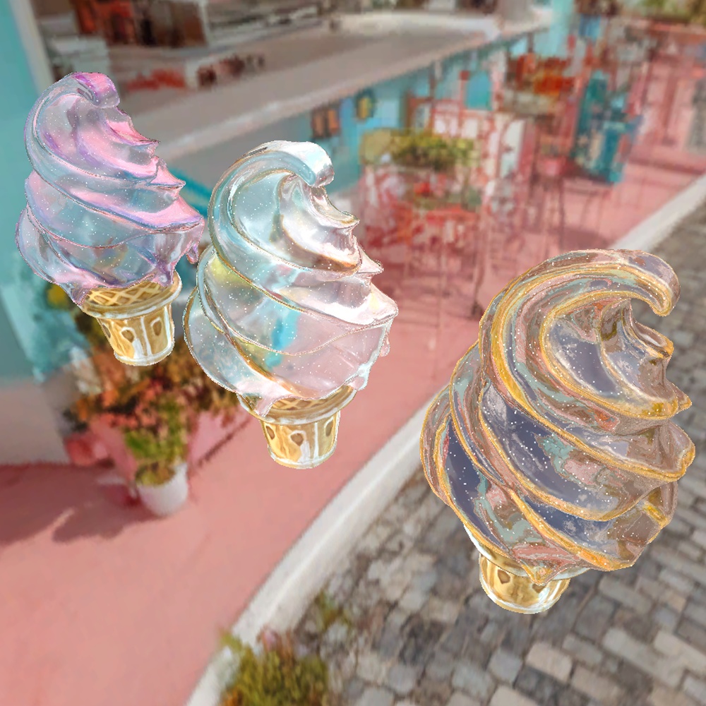【VRChat向け】ガラスのソフトクリーム 3Dプロップ【ワールド小物】架空商店