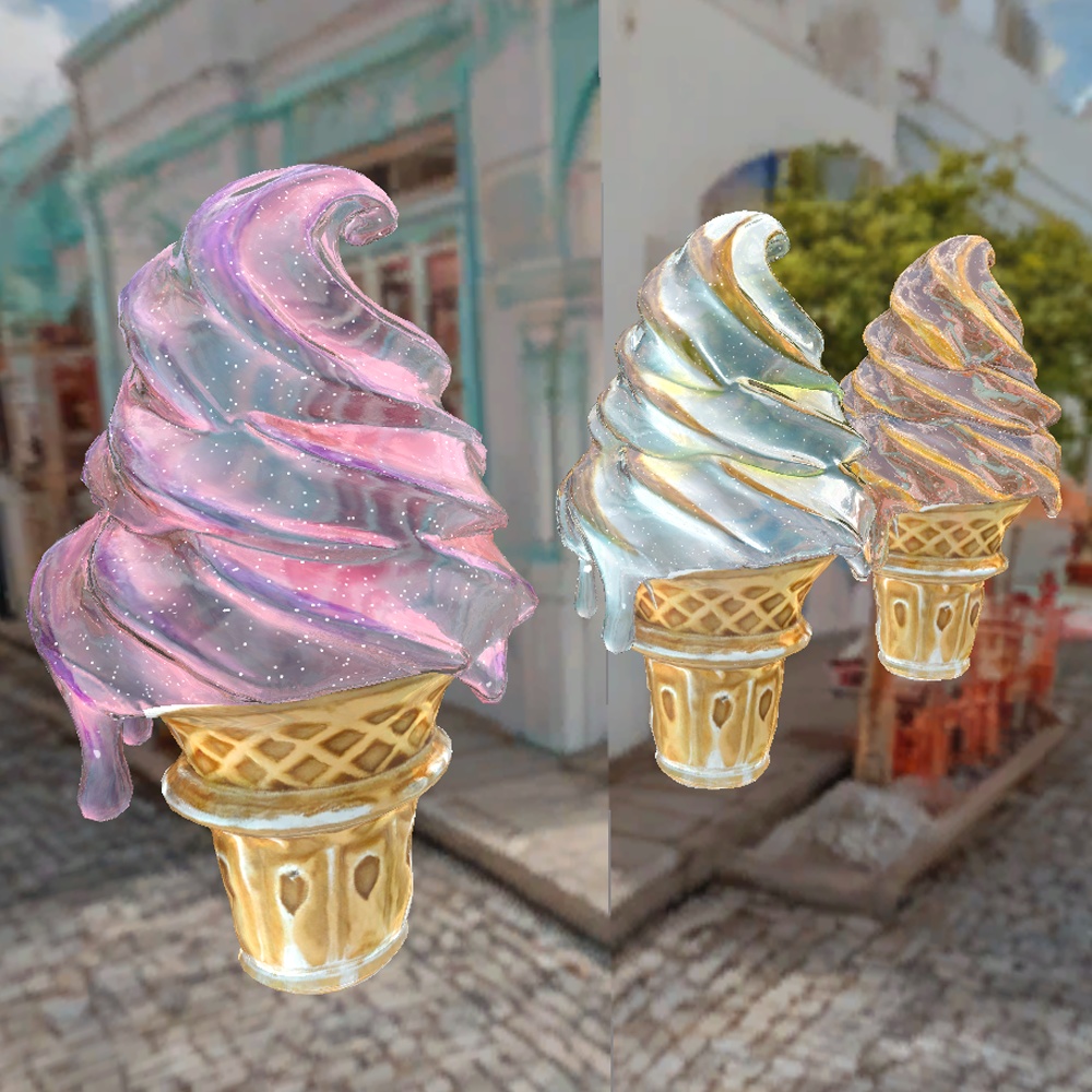 【VRChat向け】ガラスのソフトクリーム 3Dプロップ【ワールド小物】架空商店