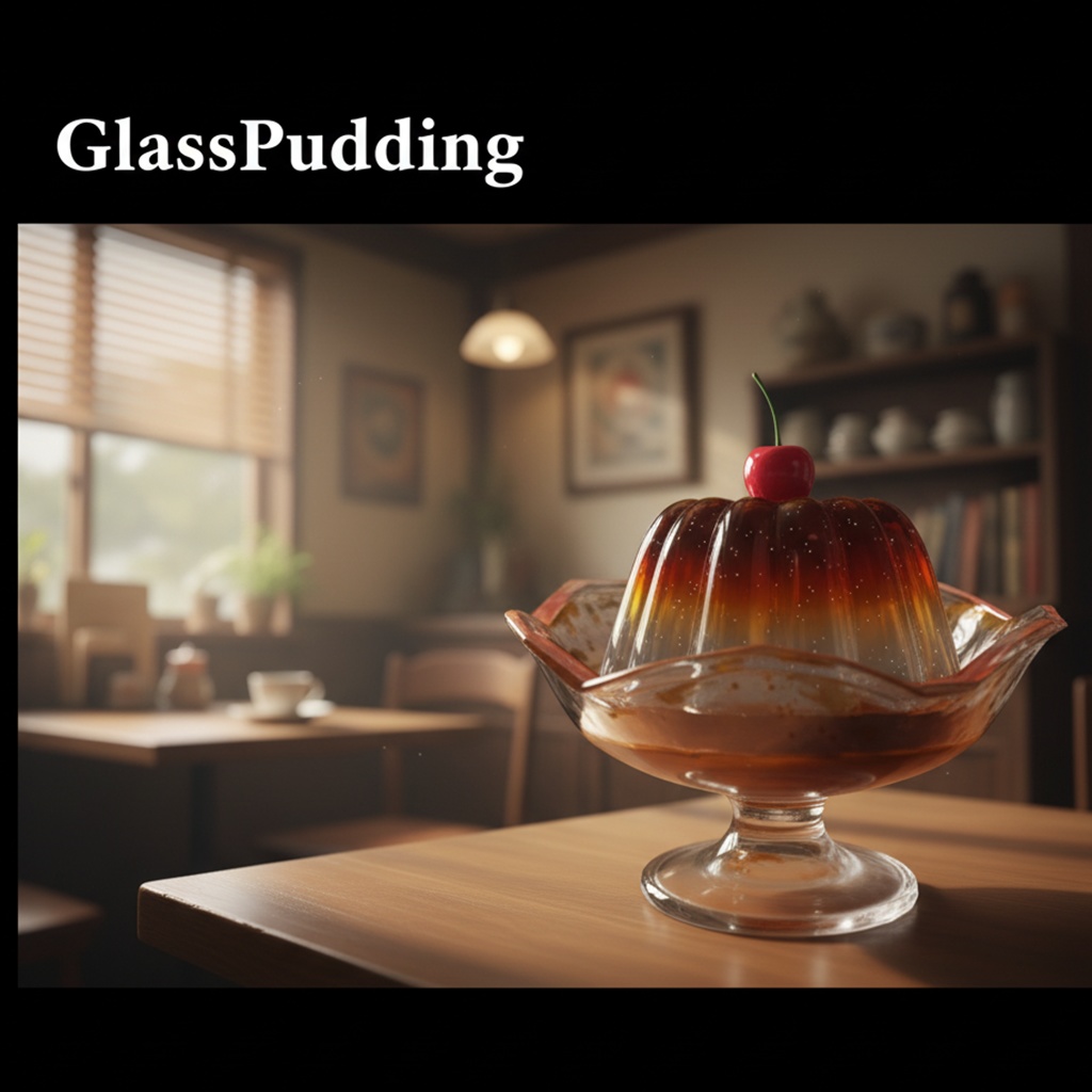 【VRChat向け】ガラスのプリン 3Dプロップ【ワールド小物】架空商店