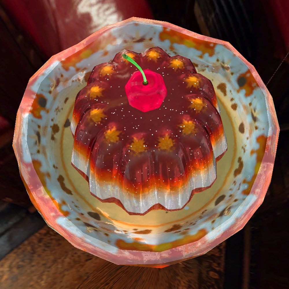 【VRChat向け】ガラスのプリン 3Dプロップ【ワールド小物】架空商店