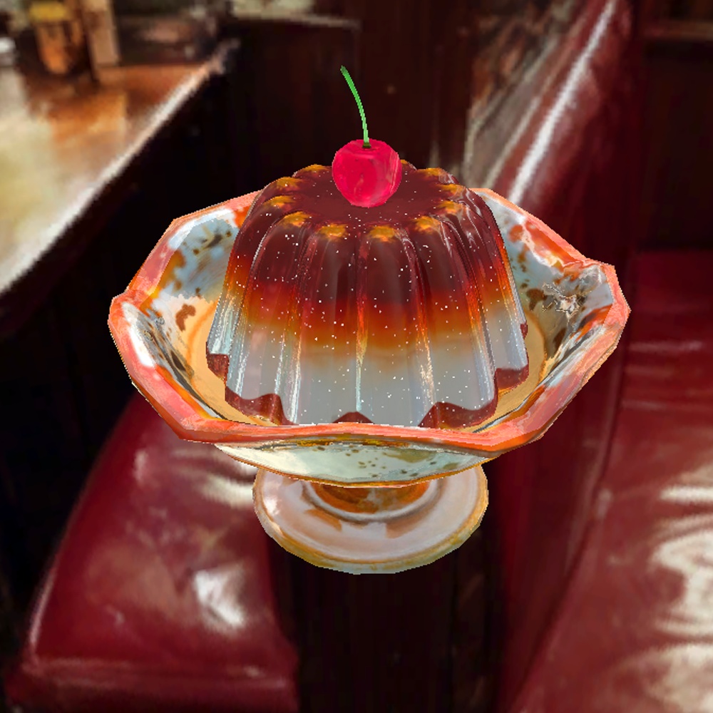 【VRChat向け】ガラスのプリン 3Dプロップ【ワールド小物】架空商店