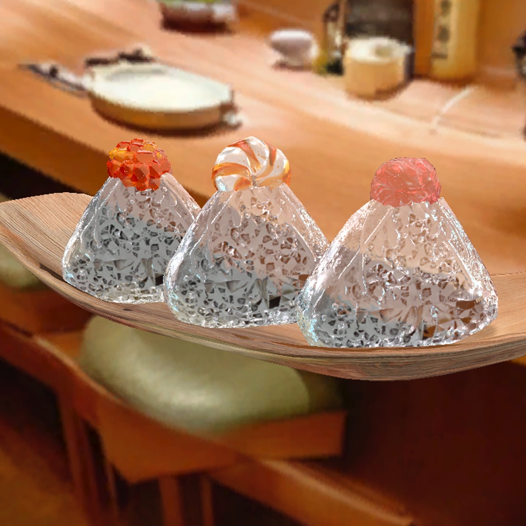 【VRChat向け】ガラスのおにぎり 3Dプロップ【ワールド小物】架空商店