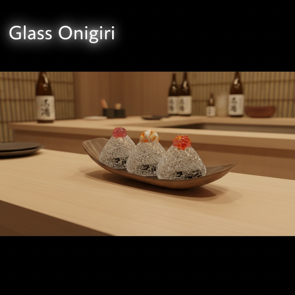 【VRChat向け】ガラスのおにぎり 3Dプロップ【ワールド小物】架空商店