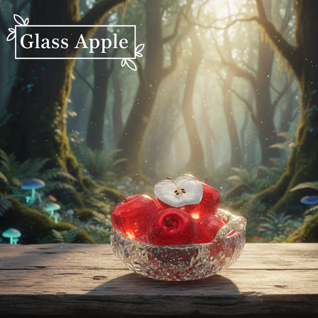 【VRChat向け】ガラスのりんご 3Dプロップ【ワールド小物】架空商店