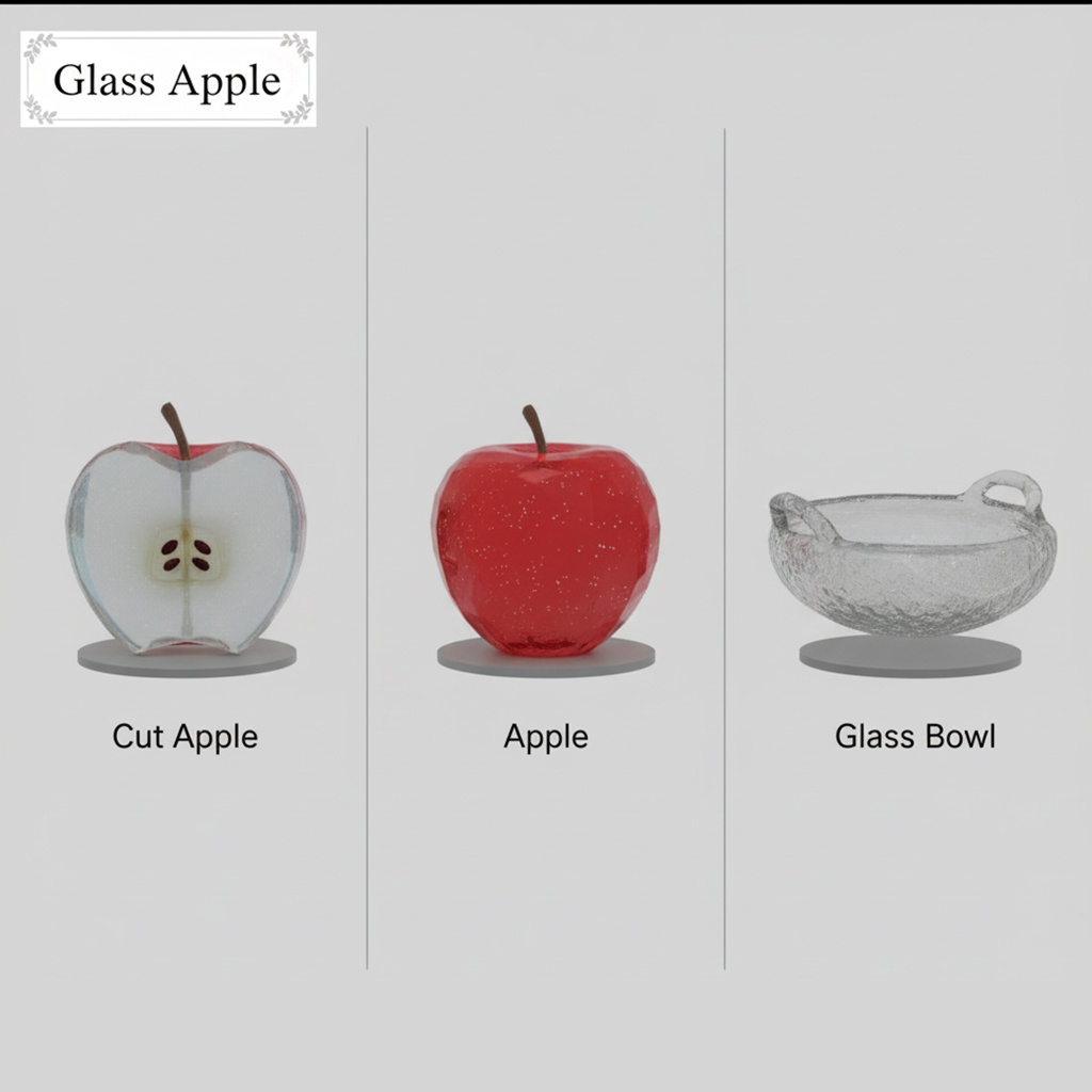 【VRChat向け】ガラスのりんご 3Dプロップ【ワールド小物】架空商店