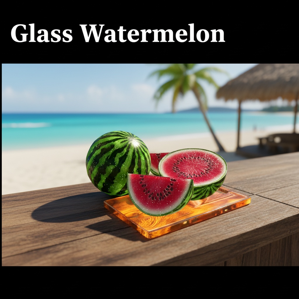 【VRChat向け】ガラスのスイカ 3Dプロップ【ワールド小物】架空商店