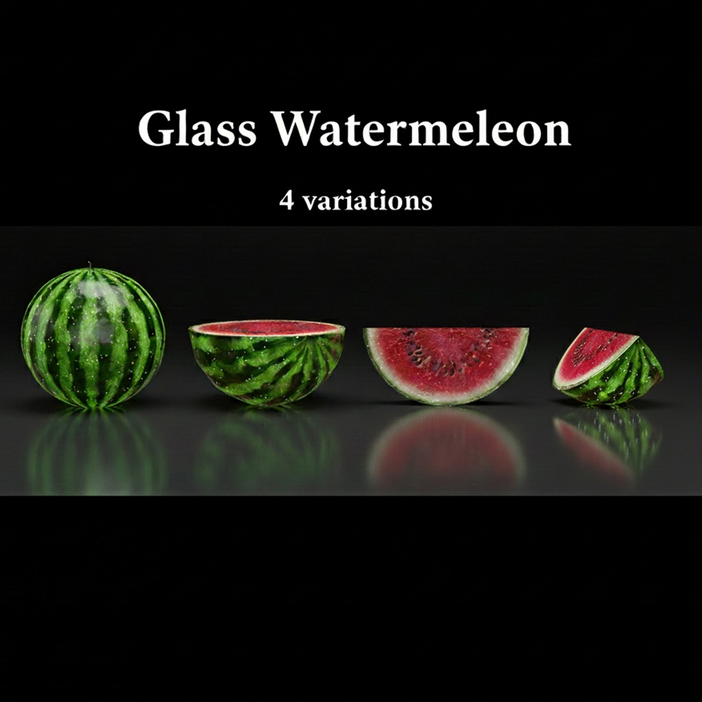 【VRChat向け】ガラスのスイカ 3Dプロップ【ワールド小物】架空商店