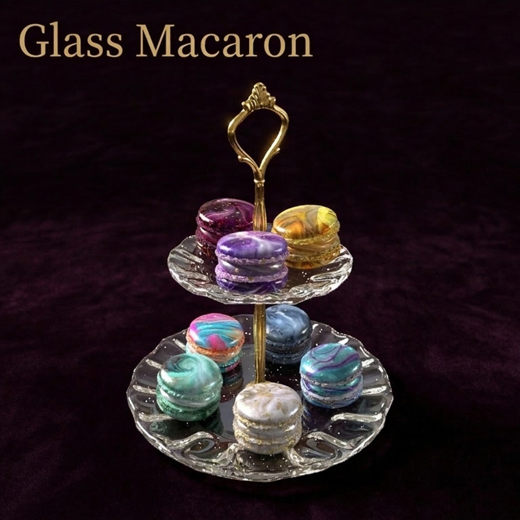 【VRChat】砕けるギミック付 ガラスのマカロン8種【3Dギミック小物】架空商店