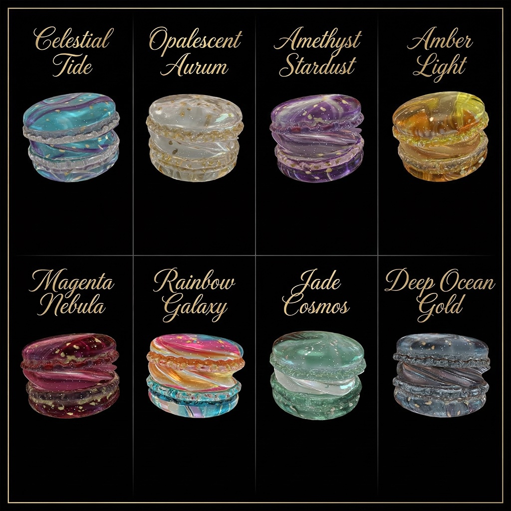 【VRChat】砕けるギミック付 ガラスのマカロン8種【3Dギミック小物】架空商店