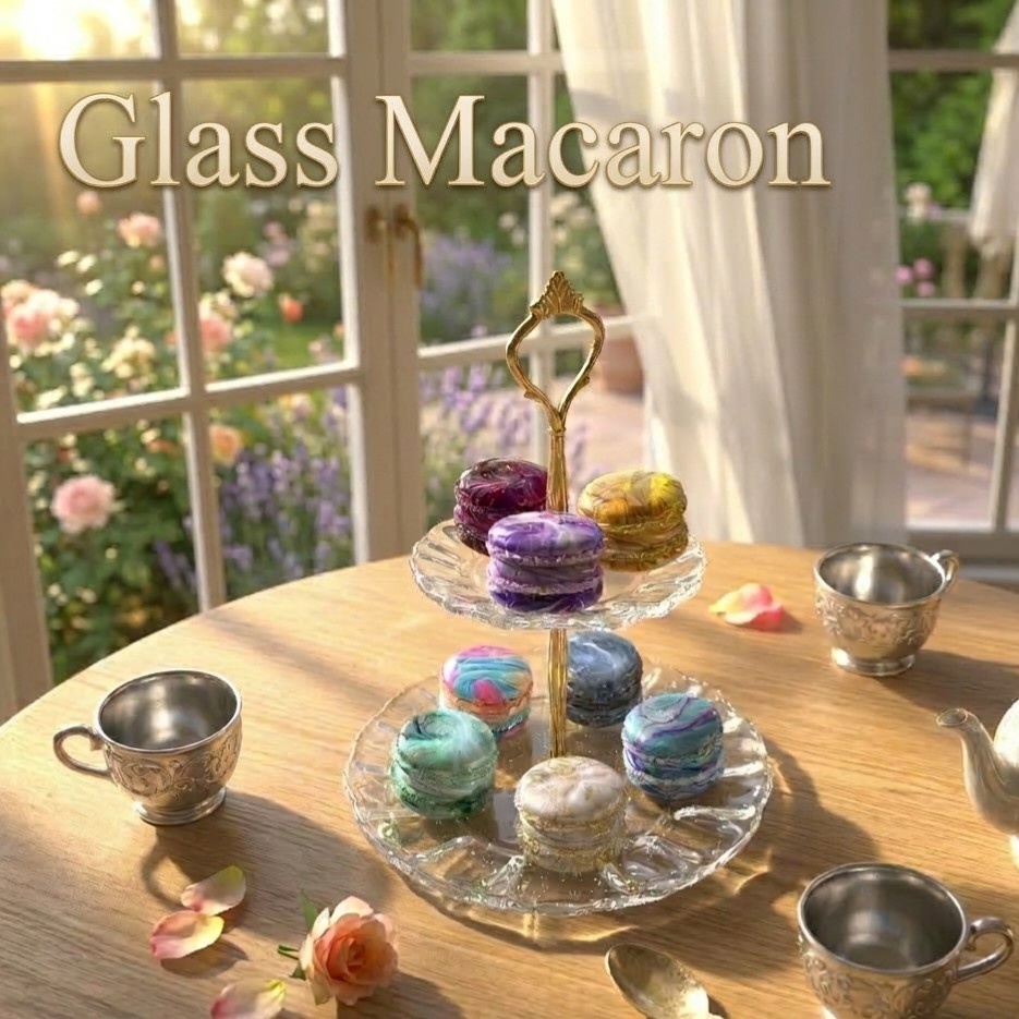 【VRChat】砕けるギミック付 ガラスのマカロン8種【3Dギミック小物】架空商店