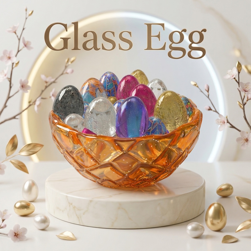 砕けるギミック付 ガラスのたまご9種【3Dギミック小物】架空商店