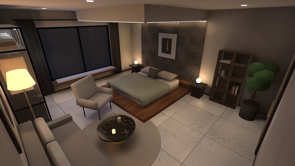 【Luxe Sleep Room】VRChat向け ラグジュアリー寝室ワールド【ベイク済み・ワンクリック導入】