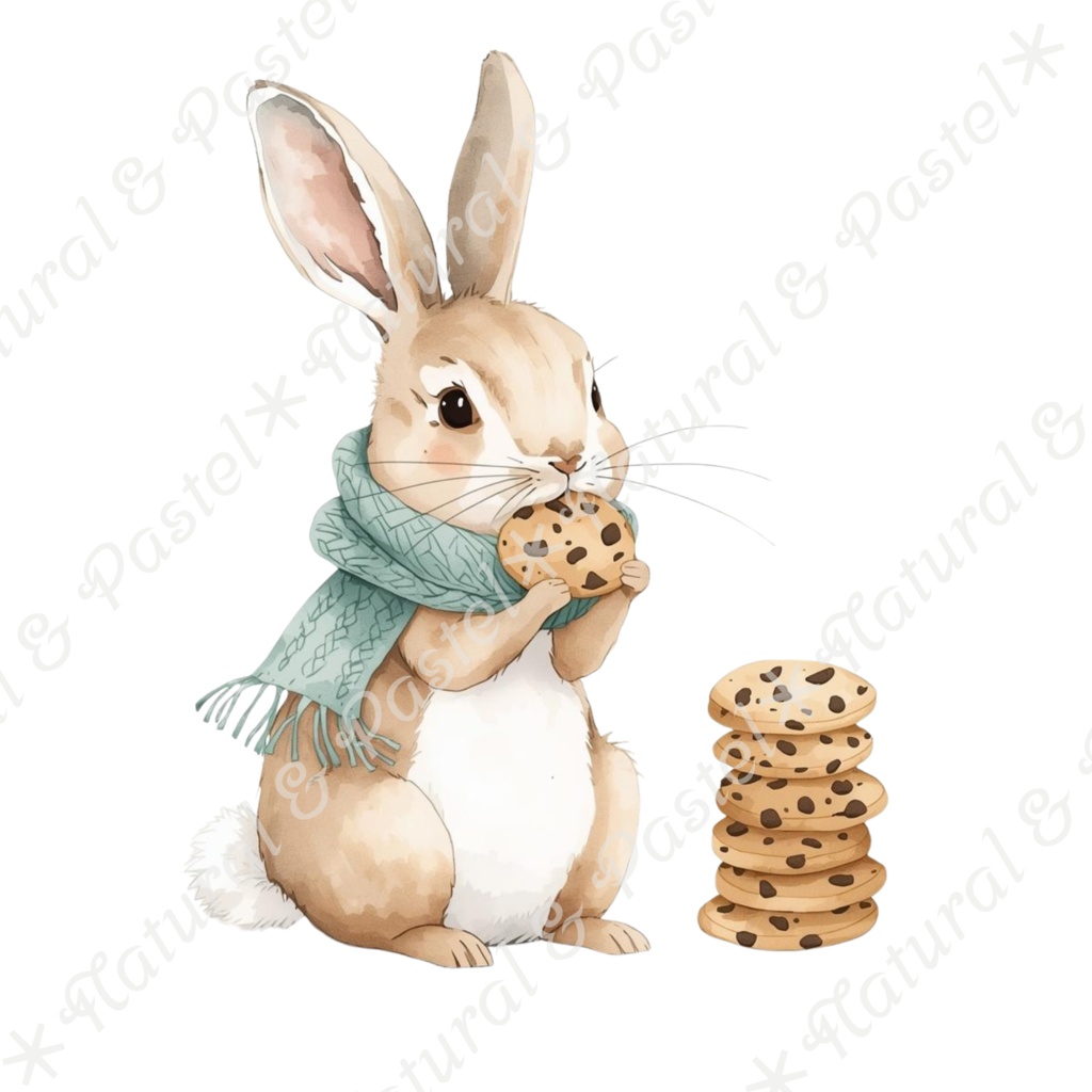 【🐇 森のうさぎと🦔ハリネズミ / 北欧風ガーデン】水彩クリップアート * 25点セット(PNG背景透過)