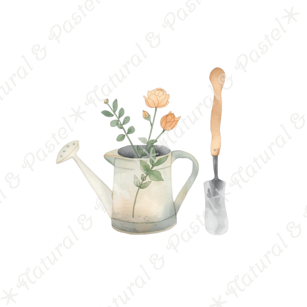 【🐇 森のうさぎと🦔ハリネズミ / 北欧風ガーデン】水彩クリップアート * 25点セット(PNG背景透過)